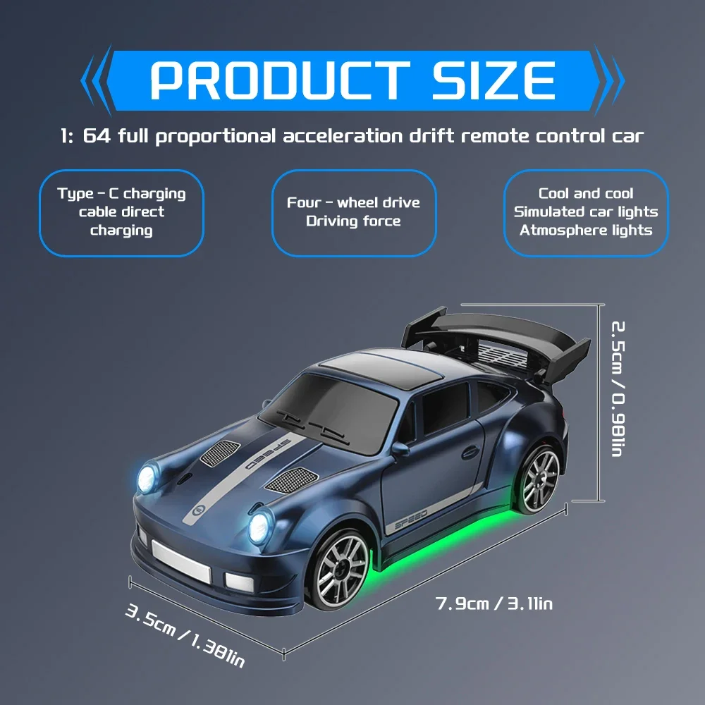 4WD 2.4GHZ RC Simulation Mini Drift Car Palm Racing Model Desktop Toys 1/64 Scale Remote Control Cars Kid Gift For Children Boys