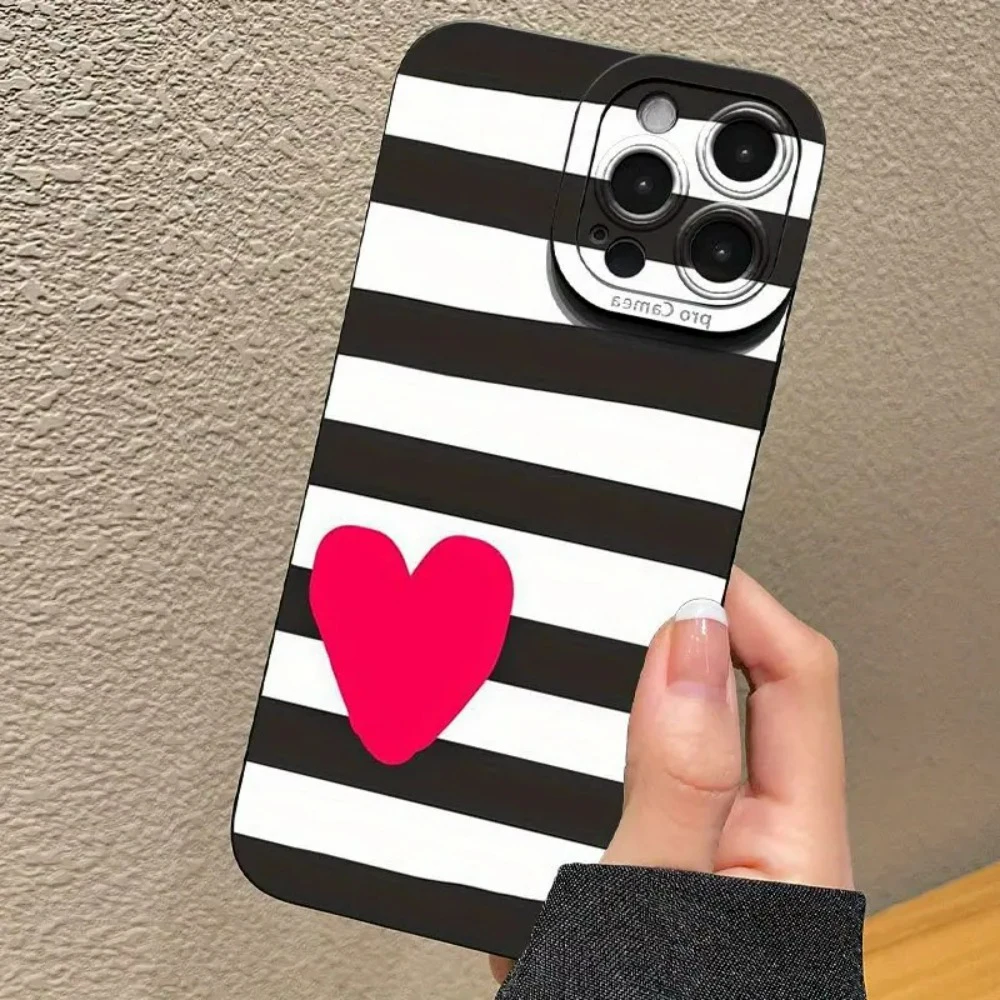Zebra Stripe Love Heart TPU Case For Samsung Galaxy S26 S25 S24 S23 Ultra S22 S21 Plus FE A36 A35 A34 A56 A55 A54 A53 5G Funda