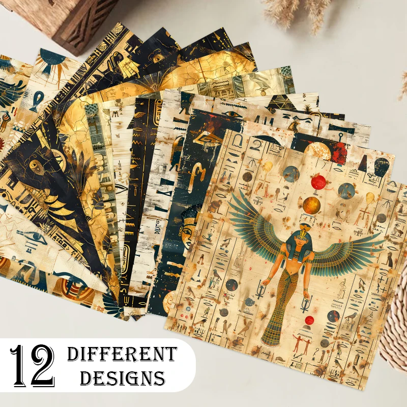 12 Pcs/set Vintage Ancient Egypt Item Landscape Material Paper Creative DIY Junk Journal Collage Scrapbooking Stationery