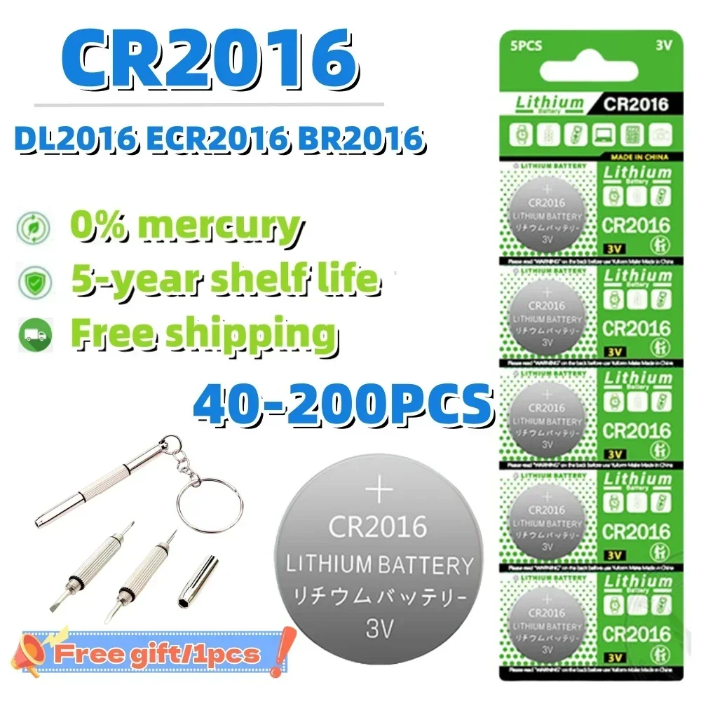 40-200PCS CR2016 Lithium Button Battery DL2016 BR2016 DL2016 LM2016 3V CR 2016 Coin Cell Watch Batteries for Toys Clock Remote