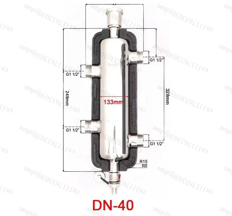 S304 Stainless Steel DN25/DN32 Hot Water Hydraulic Separator Kits Buffer Tank for Boiler Heating/Cooling Systems