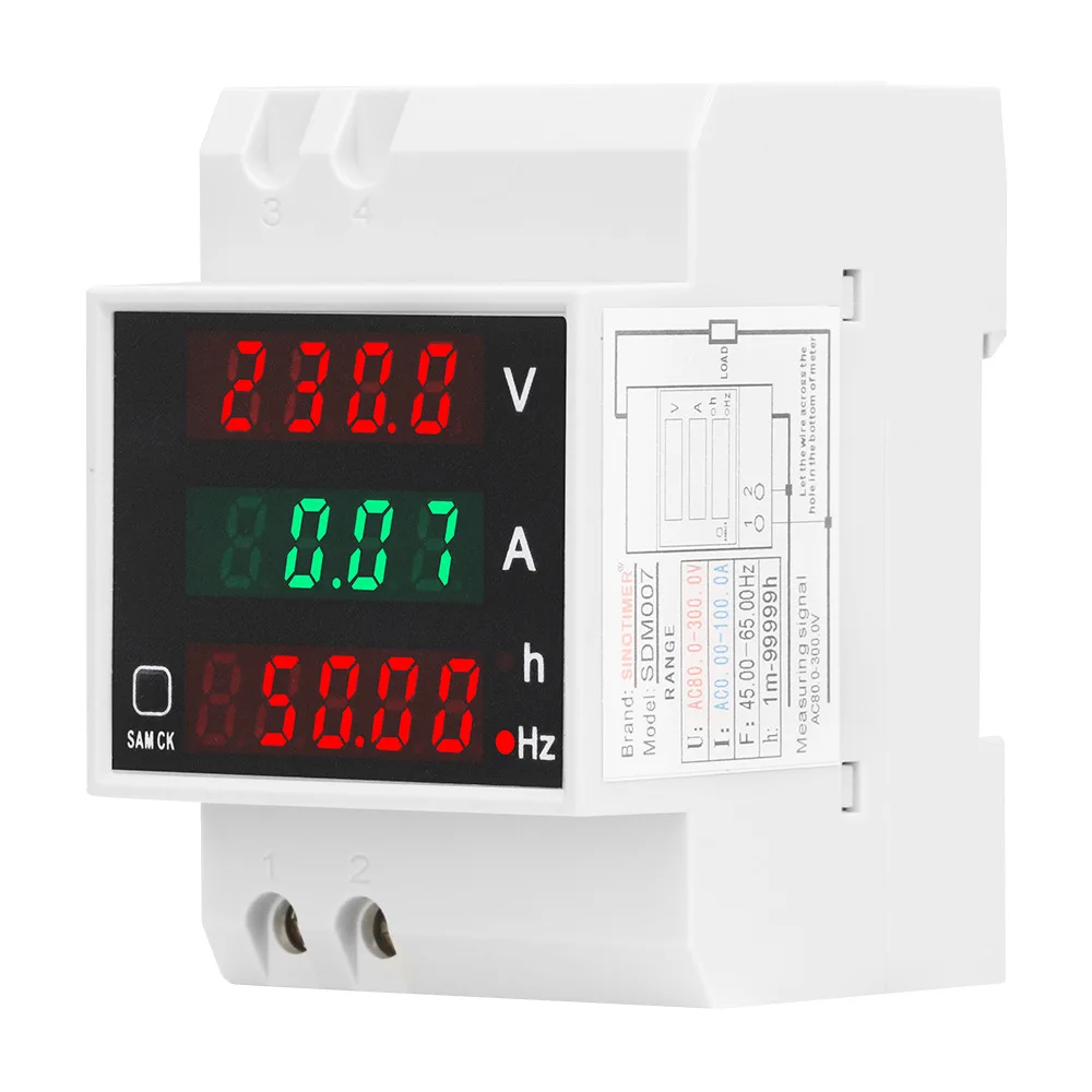 

SDM007 100A Din Rail LCD Digital Voltmeter Voltage Current Power Wattmeter Electric Energy kWh Meter Frequency Volt Amp Monitor