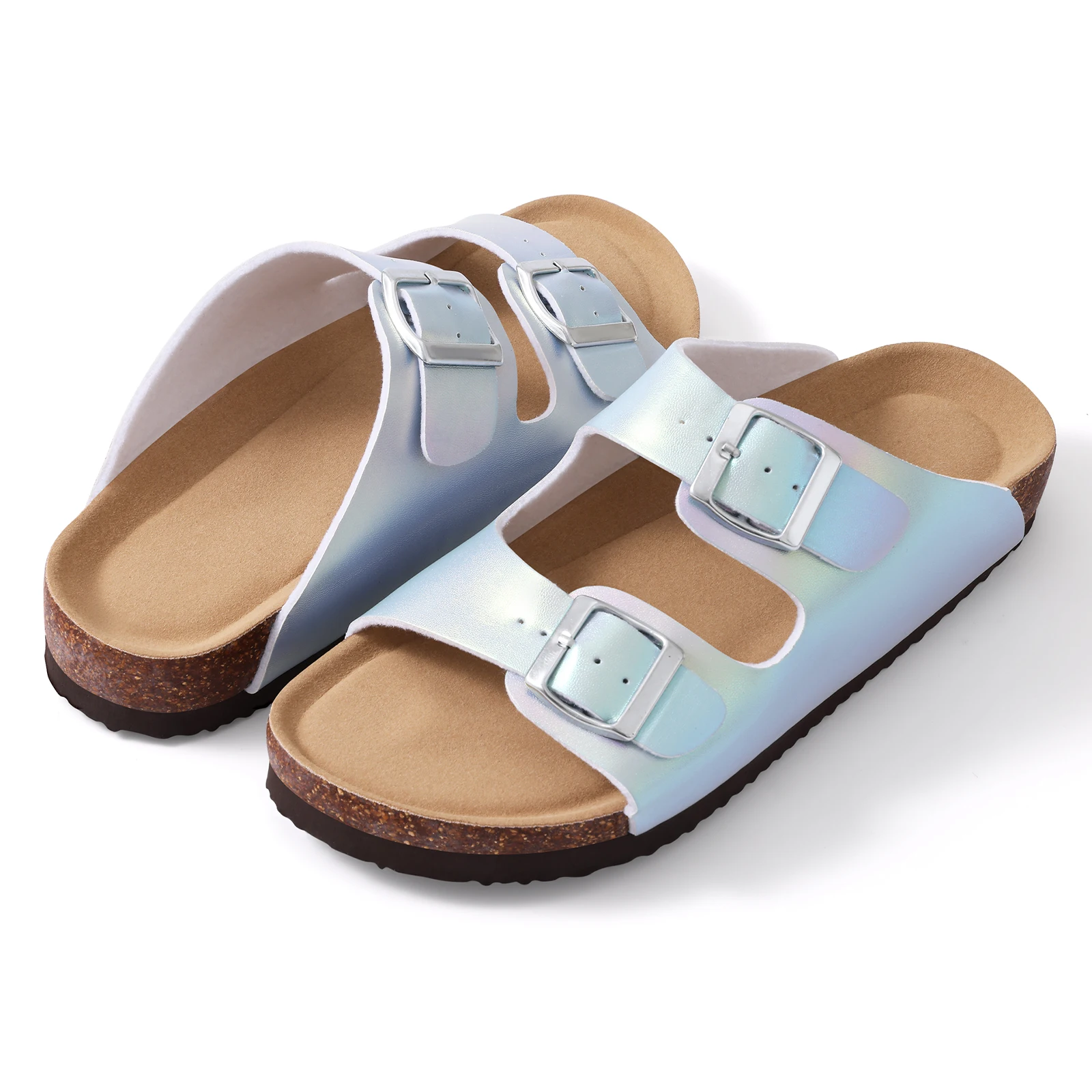 

Eyriphy Fashion Flats Clogs Sandals Women Outdoor Orthopedic Beach Shoes With Double Buckle New Gradient Cork Slippers For Women