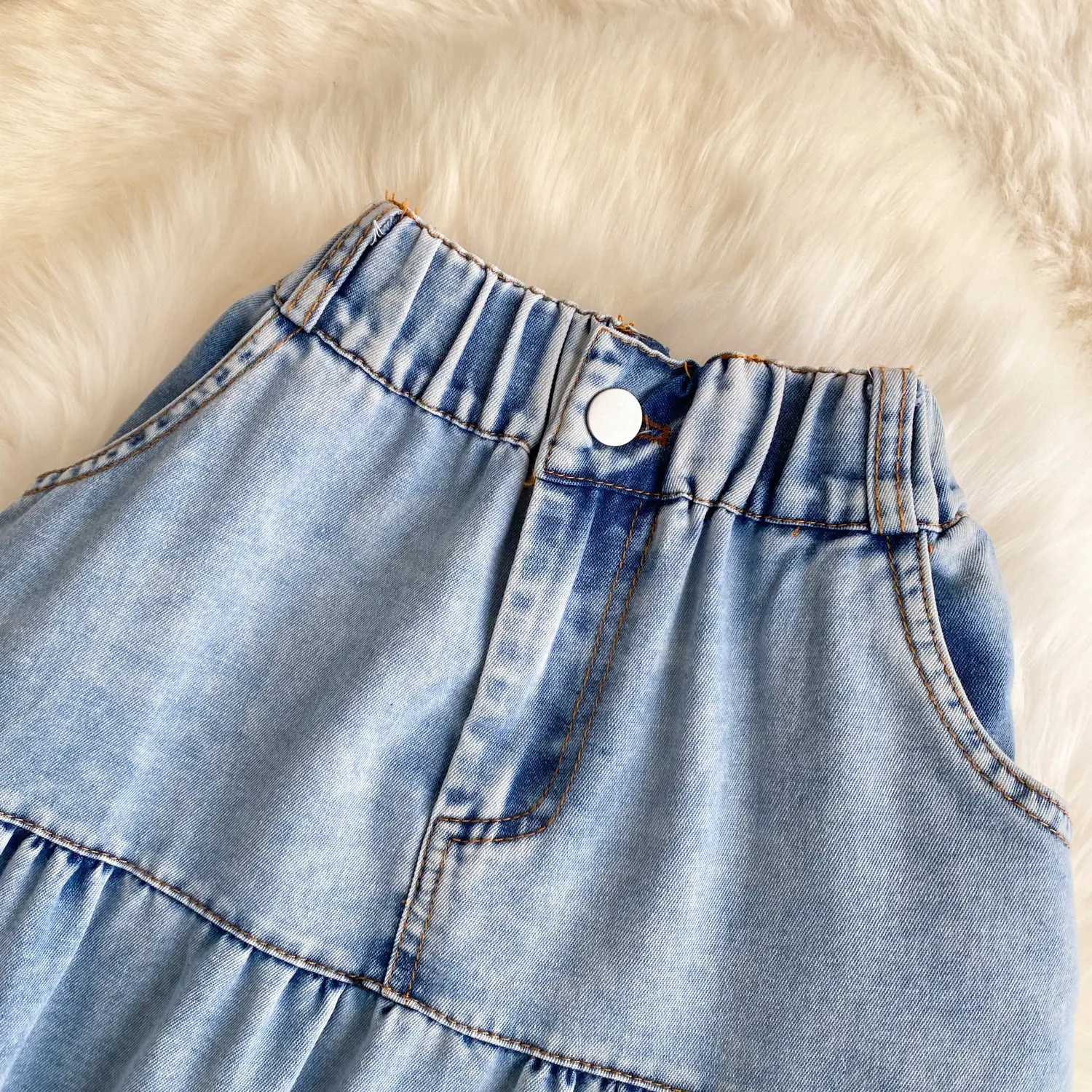 Women Skirts Denim Skirt Solid Pocket Button Empire Elastic Waist Ankle Length Tiered Skirt Loose Fit Casual Office 2026 Summer view 6