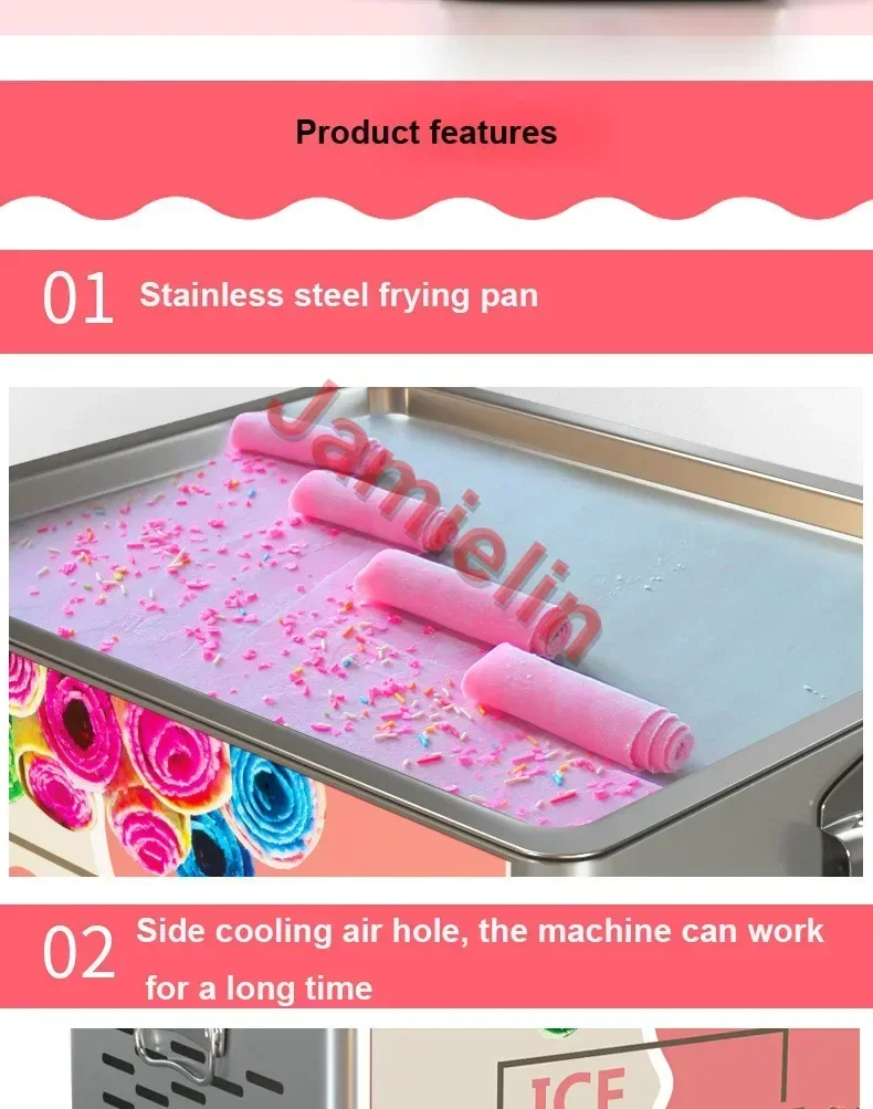 110V/220V Fried Ice cream Roll Machine Small Thai Fry Pan Ice Cream Rolled Fried Yogurt Ice Cream Roll Machine Maker images - 6