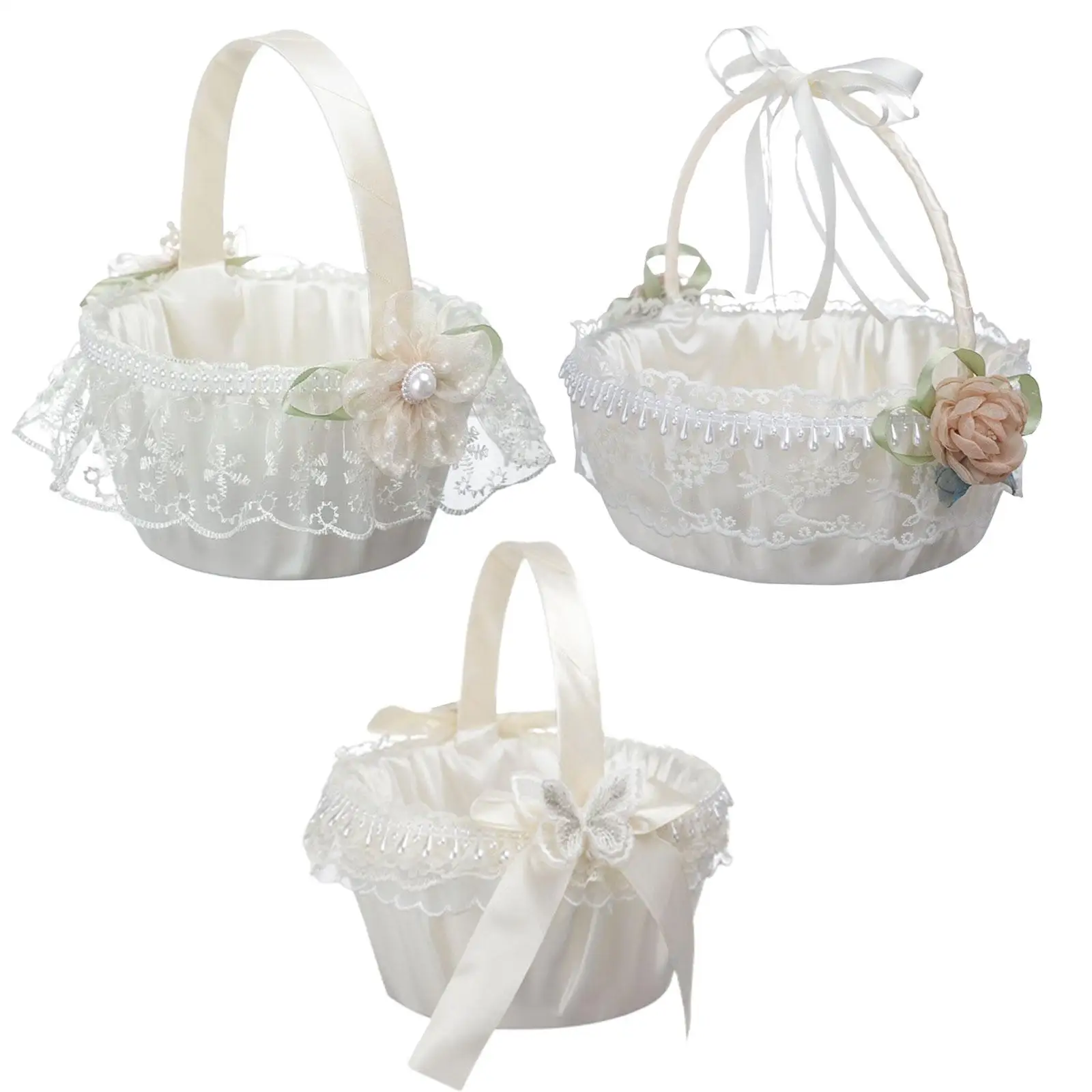 Wedding Flower Basket, Flower Girl Baskets, Portable Romantic Small Flowers Baskets, Western Wedding Decorative Basket