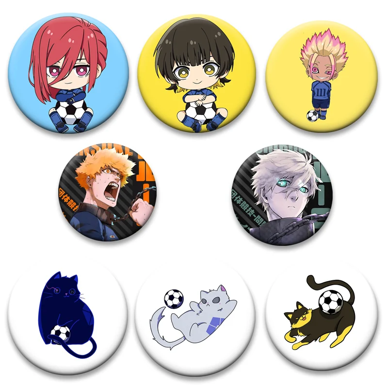 Round Cartoon Button Pins Oliver Aiku,Mikage Reo,Chigiri Hyoma,Bachira Meguru,Isagi Yoichi,Lock Badge Football Anime Brooches