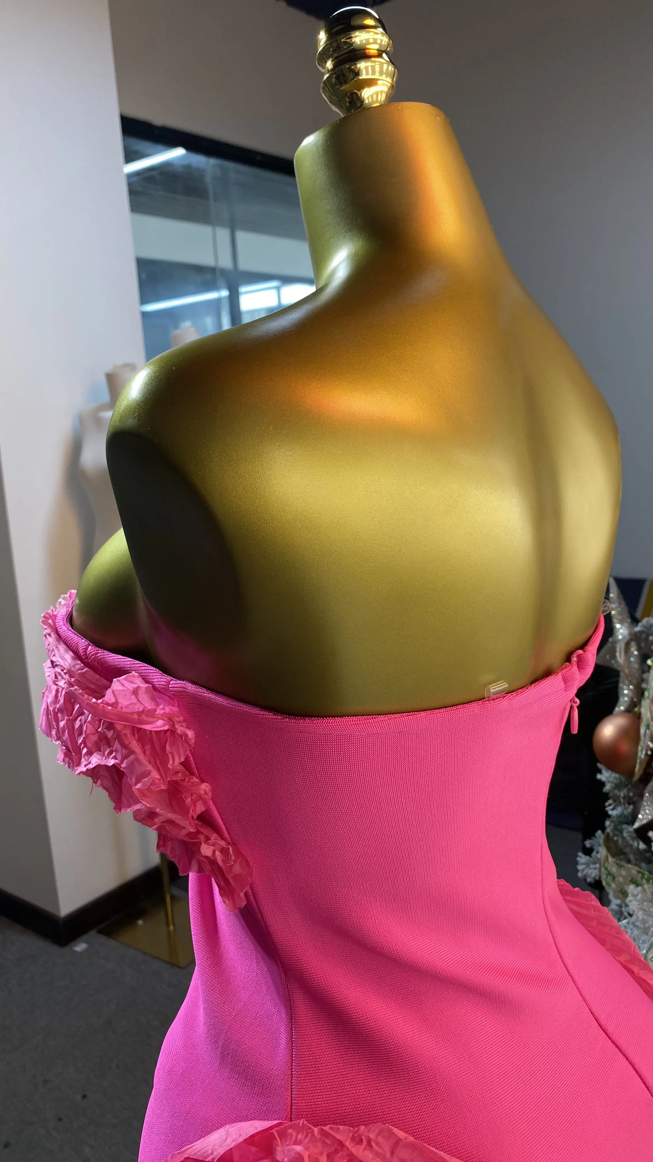 Spring/Summer Women's Paneled Ruffled Ribbon Off-Shoulder Club Party Dress-GZXX209