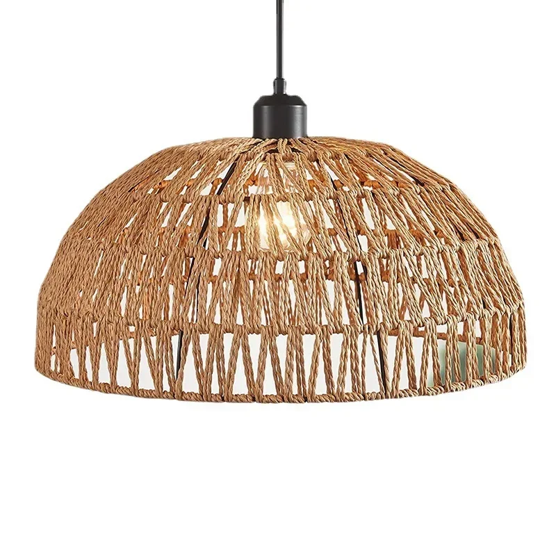 Tea Room Inn Bar Latest Japanese Style Hemp Rope Woven Chandelier Restaurant Bedroom Rattan Indoor Lighting christmas decoration image 6