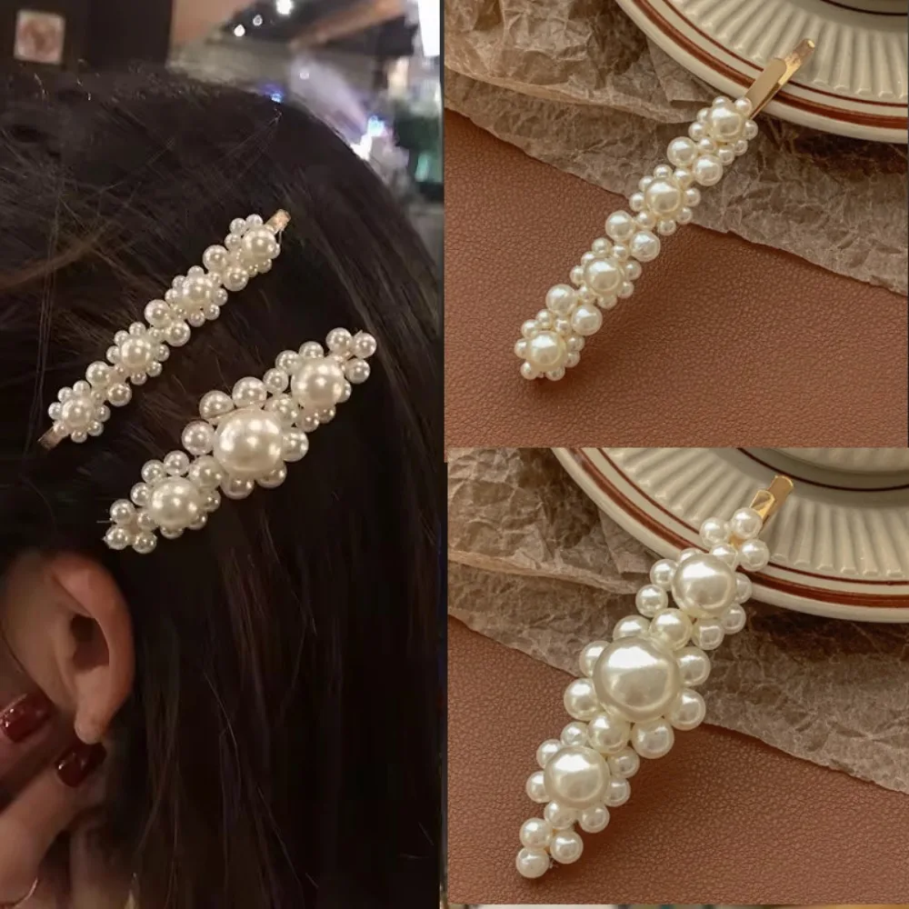 1/2 Stück Handgefertigte Perlen-Haarspangen für Frauen Modische Geometrische Blumen-Haarklammern Kopfschmuck Mädchen Süße Haarnadeln Haar-Accessoires