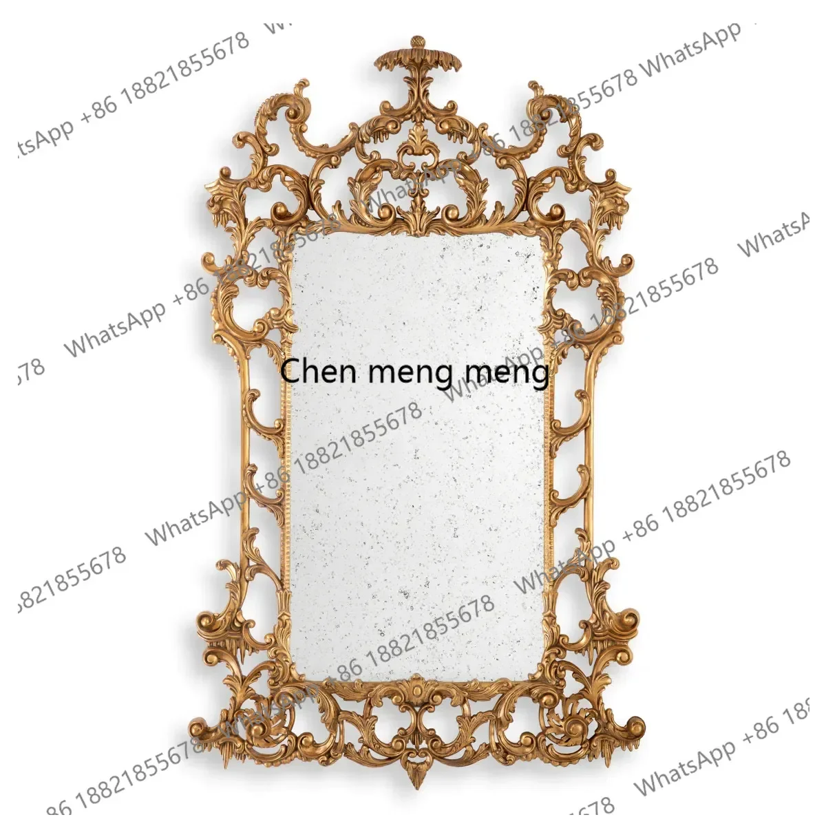 

American Style Carved Decorative Vintage Fireplace Mirror Wall-Mounted Bedroom Makeup Vanity Mirror