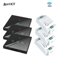 WenHIOT 433Mhz Wireless Wall Switch 1/2/3 Gang DIY Touch Switch Panel 220V 10A  Relay Interruptor Remote Control Light Switch