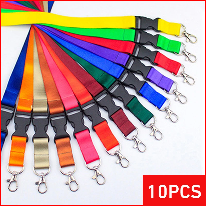 10pcs/lot Safety Hanging Neck Strap Lanyard For Mobile Phone ID Name Card Badge Holder Keys 2cm Wide Multi Functional Lanyard