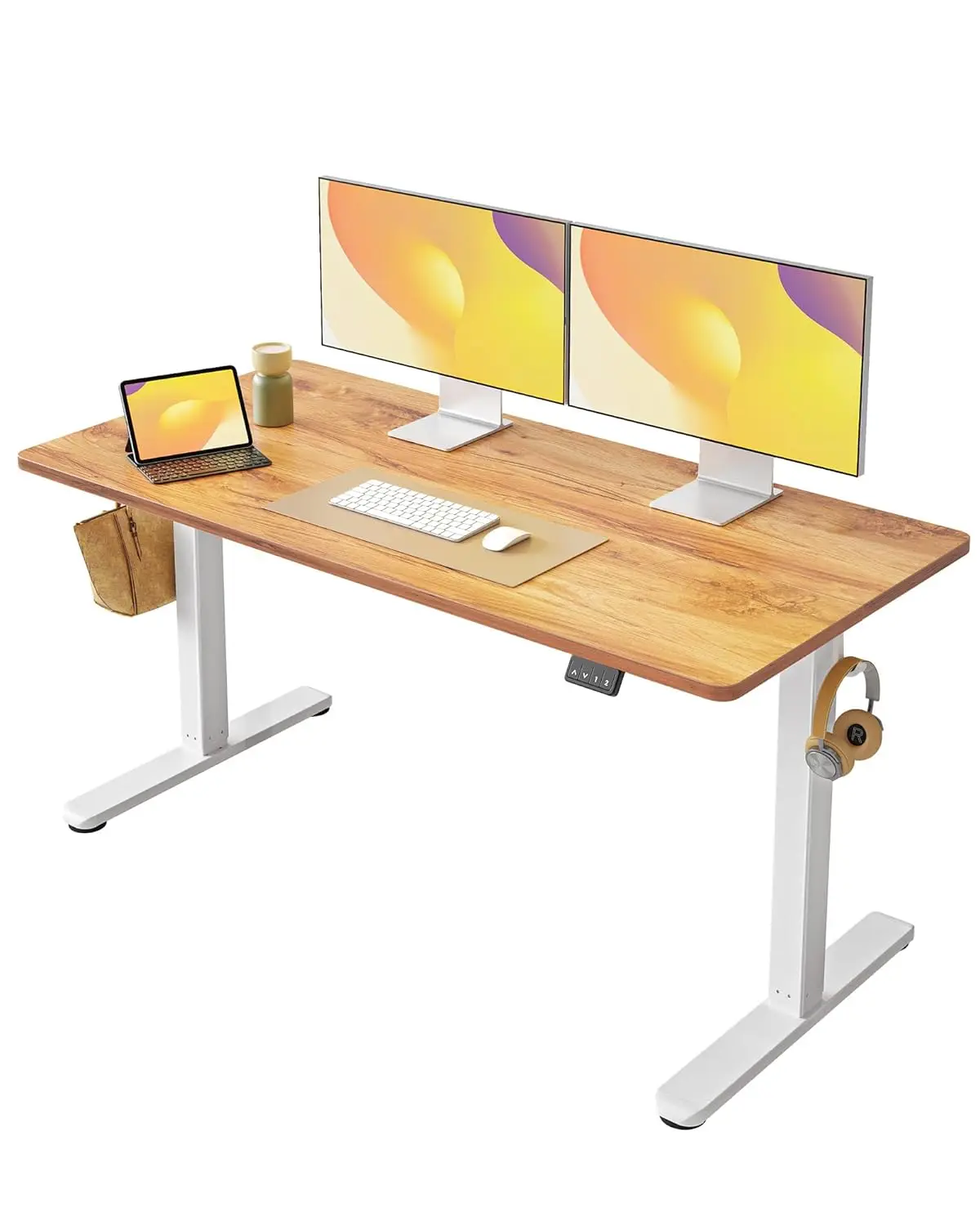 

Height Adjustable Electric Standing Desk 55x24 Sit Stand Home Office Computer Workstation Light Rustic Brown, Customized