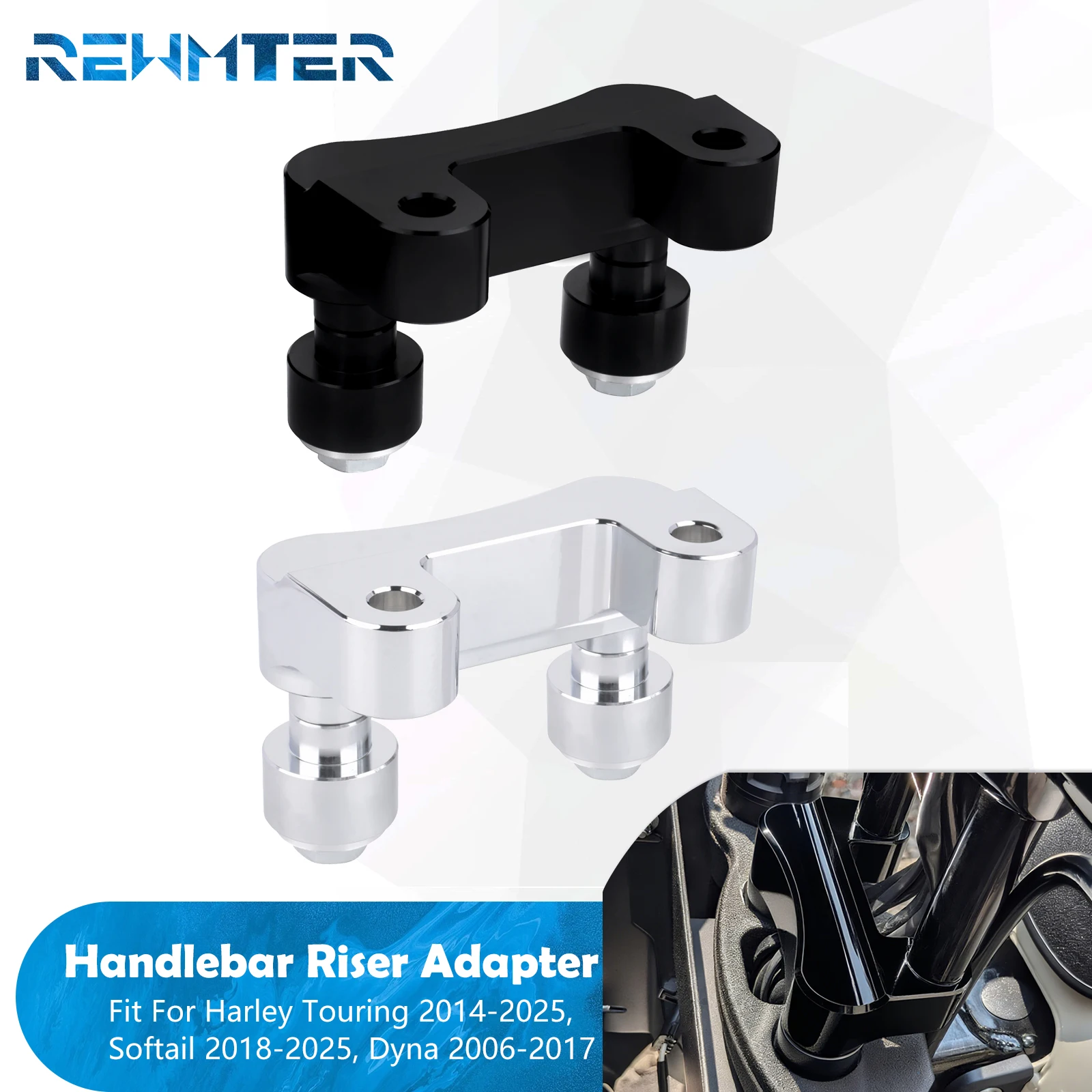 

Motorcycle Handlebar Riser Adapter Mount Handle Clamp Bracket For Harley Touring Street Glide 14-25 Softail Fat Boy 18-25 Dyna
