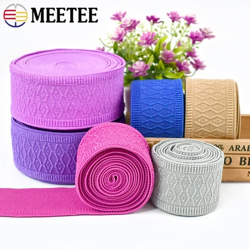 2Meters Meetee 50mm Soft Elastic Bands Colorful Pattern Rubber DIY Sewing Waistband Clothing Pants Handmade Crafts Accessories