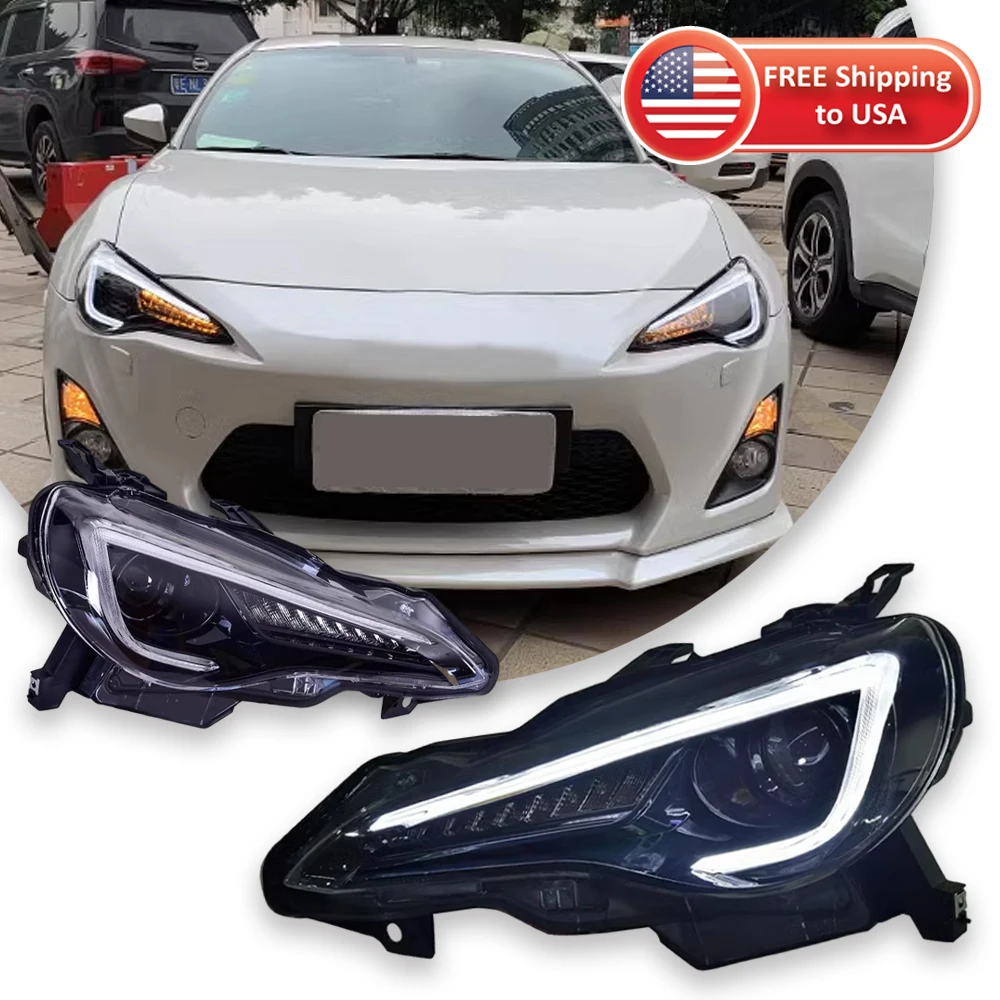 LED Headlights Assembly For 2013-2016 Scion FR-S 2017-2019 Toyota 86 2013-2019 Subaru BRZ w/DRL Sequential Turn Signal