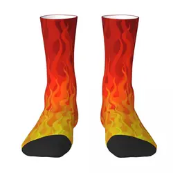 Red Orange Yellow Socks Burning Flames Korean Stockings Autumn Anti Sweat Ladies Socks Breathable Pattern Skateboard Socks