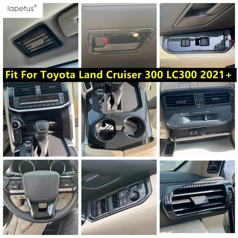 

Window Lift Handle Bowl / Steering Wheel / Front Water Cup Cover Trim Accessories For Toyota Land Cruiser 300 LC300 2021 - 2024