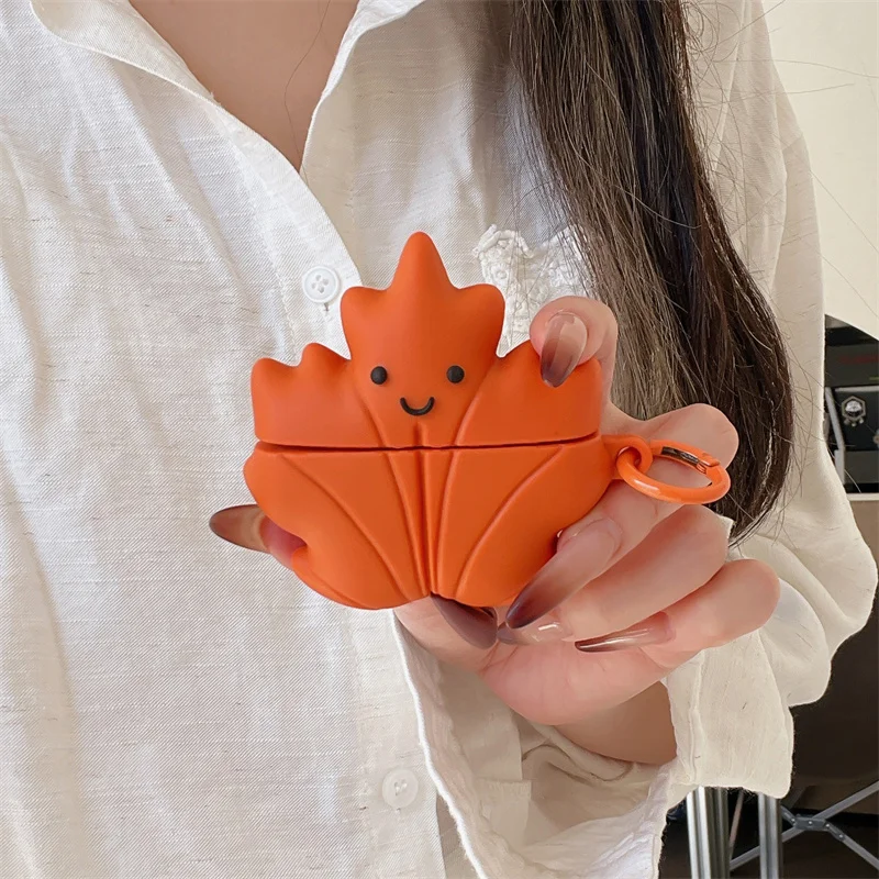 Funny Cute Maple Leaf Earphone Case For Apple Airpods 4 3 2 Pro 3 Headphone Cover Silicone Headset Cases For Airpod Pro3 Funda