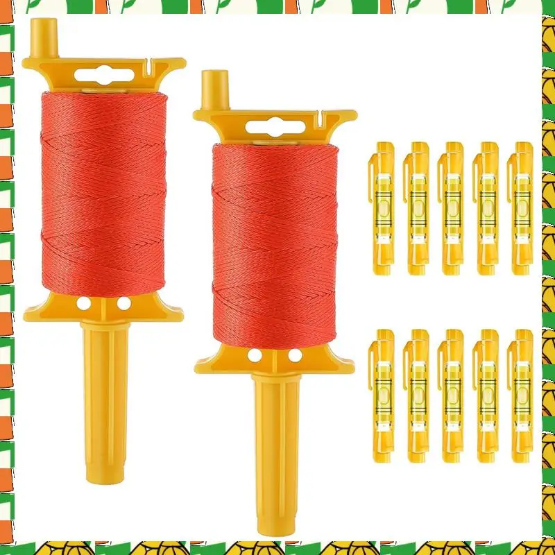 

Professional Tool 2 Pack Mason-Line With Handle, Twisted 540 FT 18 Reloadable Line Reel With 10 Built In Levels, Braided Nylon L