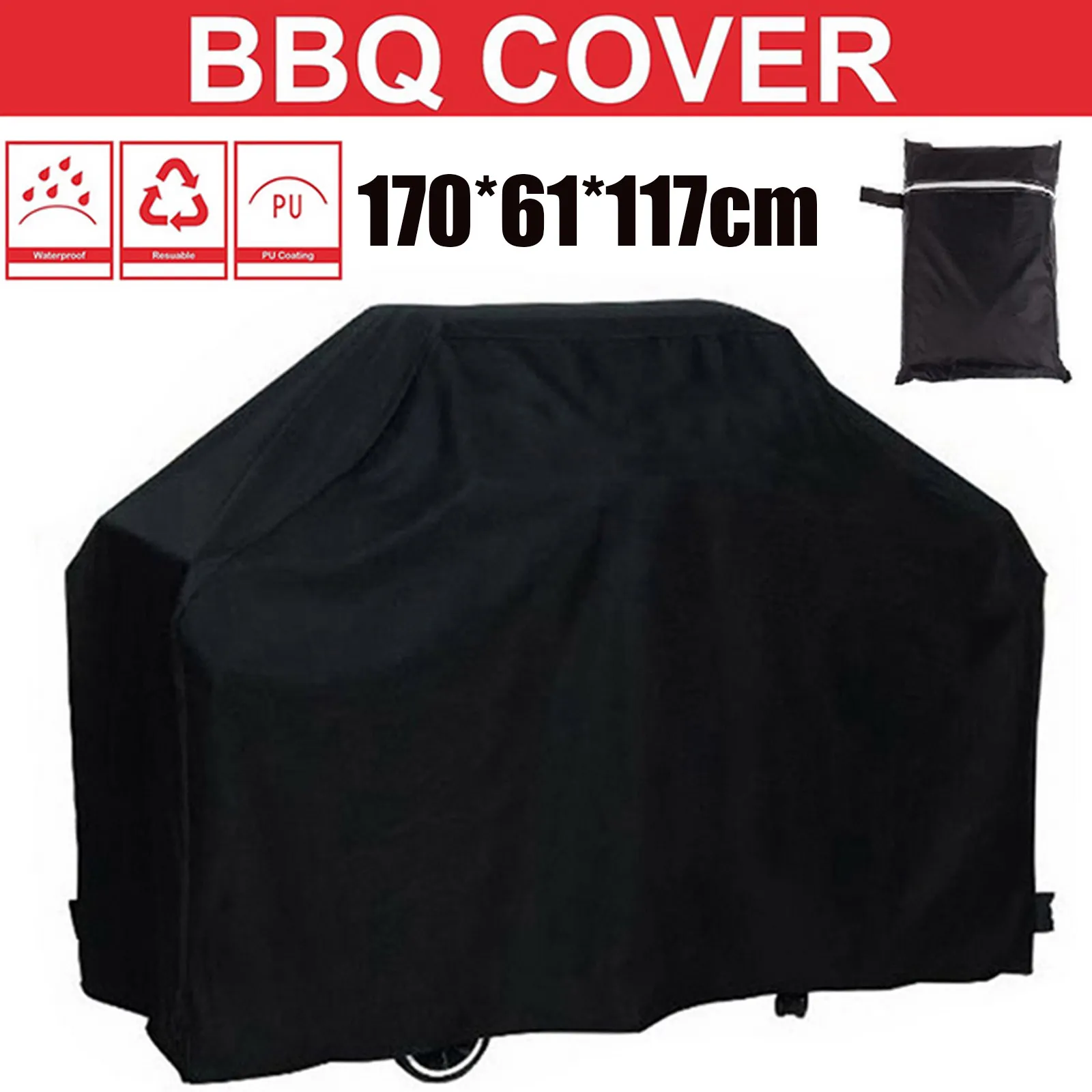 Heavy Duty Oxford Bbq Grill Cover Waterproof Outdoor Patio Grill Protector Easy Clean All Weather Defense 170x61x117cm view 6