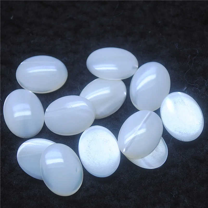 10PCS Wholesale Margarita Snail Shell Cabochons Trochidae Saltwater Pearl White Color Oval Shape Size 12X16MM