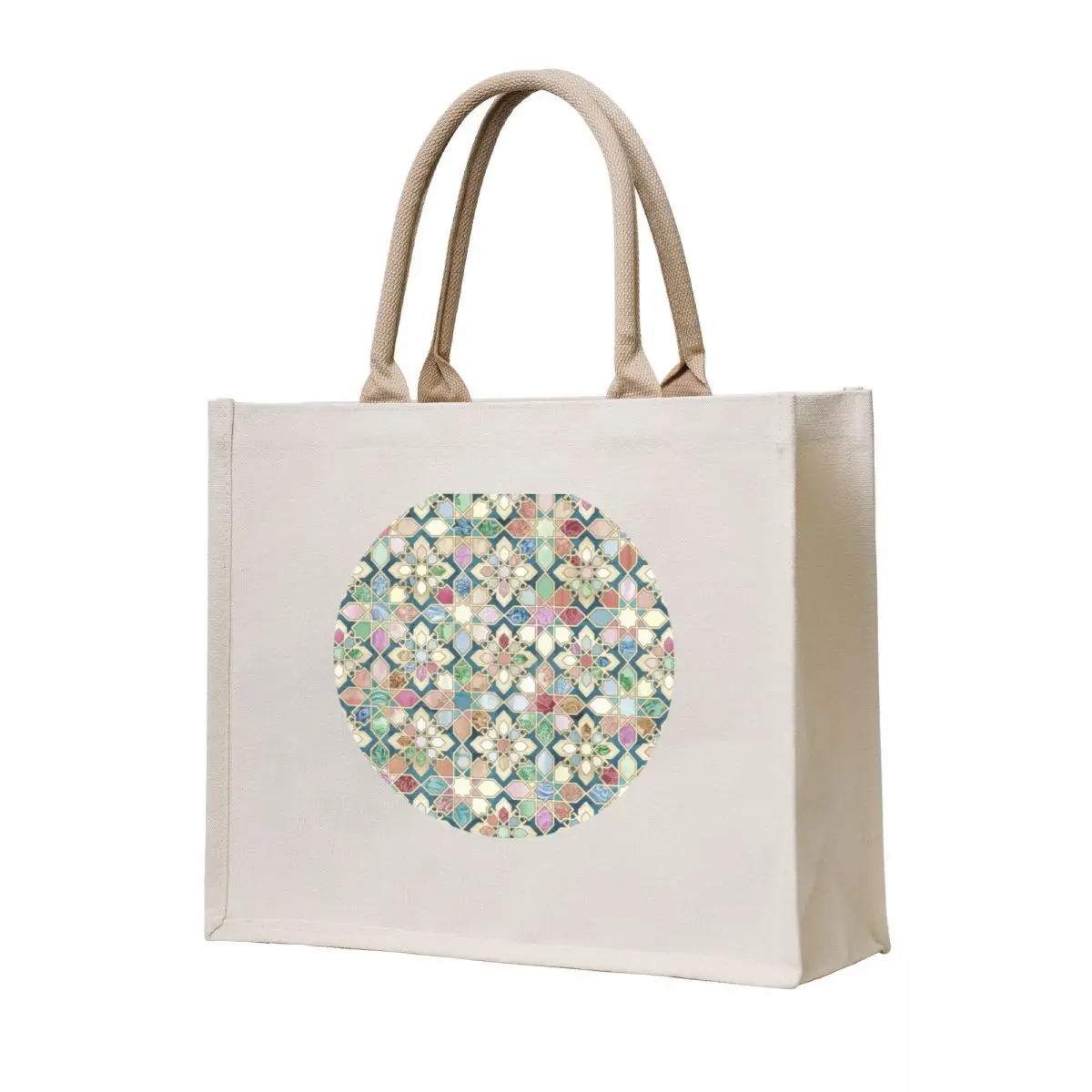 

Muted Moroccan Mosaic Tiles Tote Bag canvas shopping bag Candy bags cute pouch bag Custom