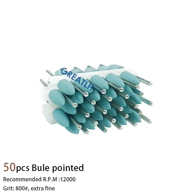 50pcs/set Dental SILICONE Polishers Resin Base Acrylic Polishing Burs 2.35mm