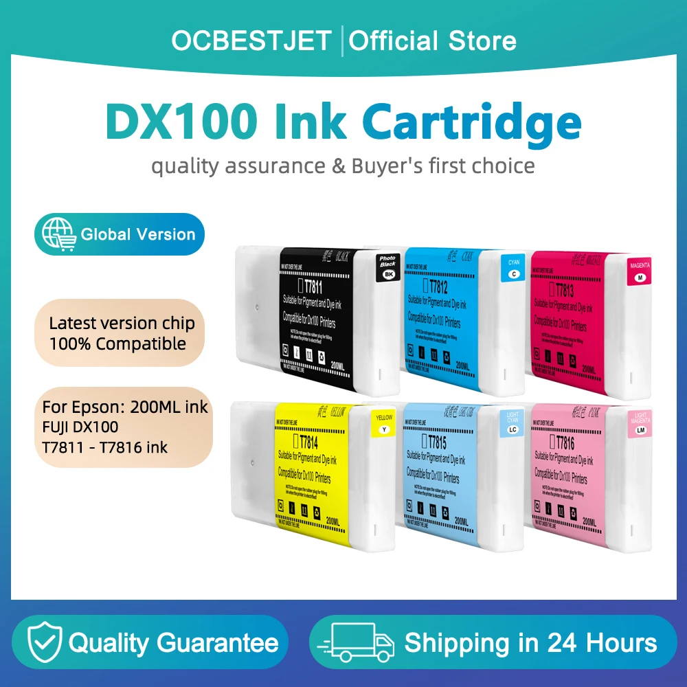 

200ML FUJI DX100 Compatible ink cartridge for Epson FUJI DX100 Ink cartridge with dye ink chip for SureLab D700 / D880 printer