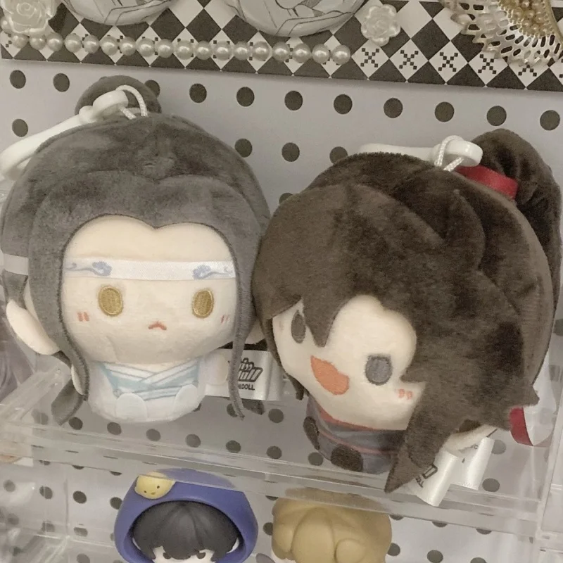 8cm Genuine Mo Dao Zu Shi Anime Figures Lan Wangji Wei Wuxian Kawaii Peripheral Doll Bag Plush Pendant Keychain Decor Toys Gift