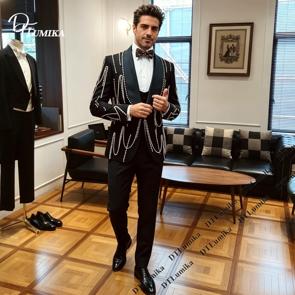 

DTLumika 2026 New Designer Formal Suit Set for Men, One Button Jacket with Vest & Pants, Actual Photo Tuxedo for Black-Tie Party