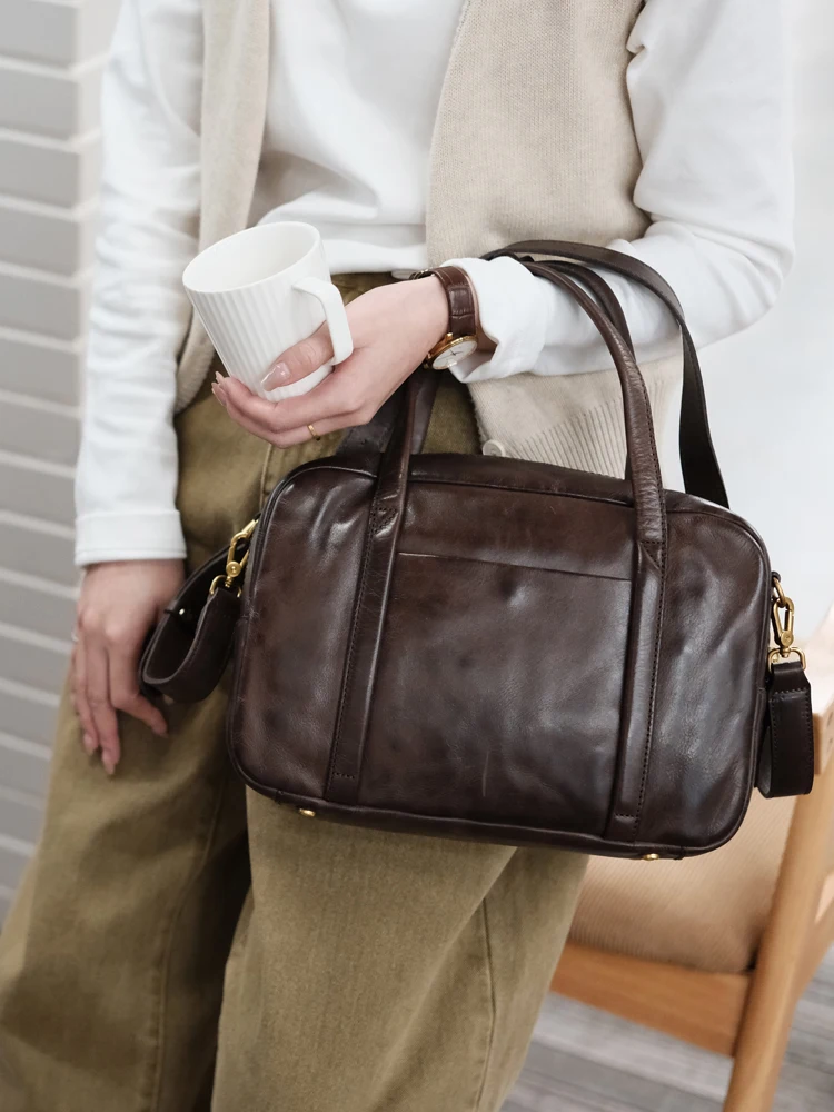 

fashion simple casual high-quality top layer cowhide women's handbag travel genuine leather tablet shoulder crossbody bag