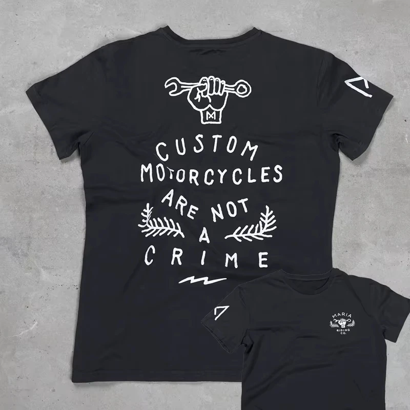 الدراجات النارية المخصصة ليست جريمة مطبوعة تي شيرت الجرافيك تي شيرت عالية الجودة الرجال قصيرة الأكمام تي شيرت ملابس رياضية للرجال #3