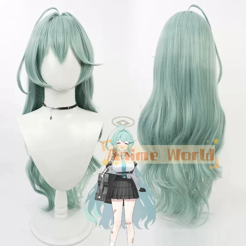 

Blue Archive Kuchinashi Yume Cosplay Wig 90cm Long Green Heat Resistant Synthetic Hair Halloween Party Role Play + Wig Cap