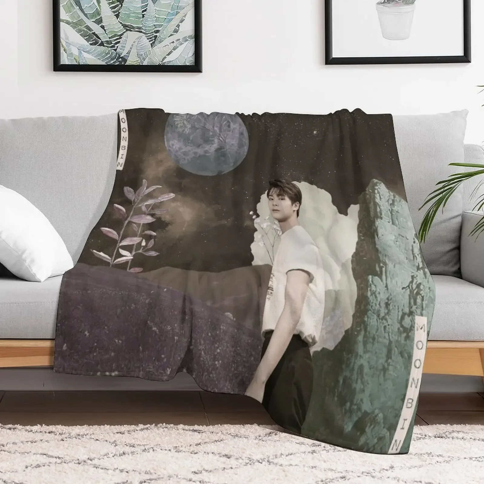 

Collage Moonbin ASTRO Throw Blanket Flannel Fabric Quilt Blankets