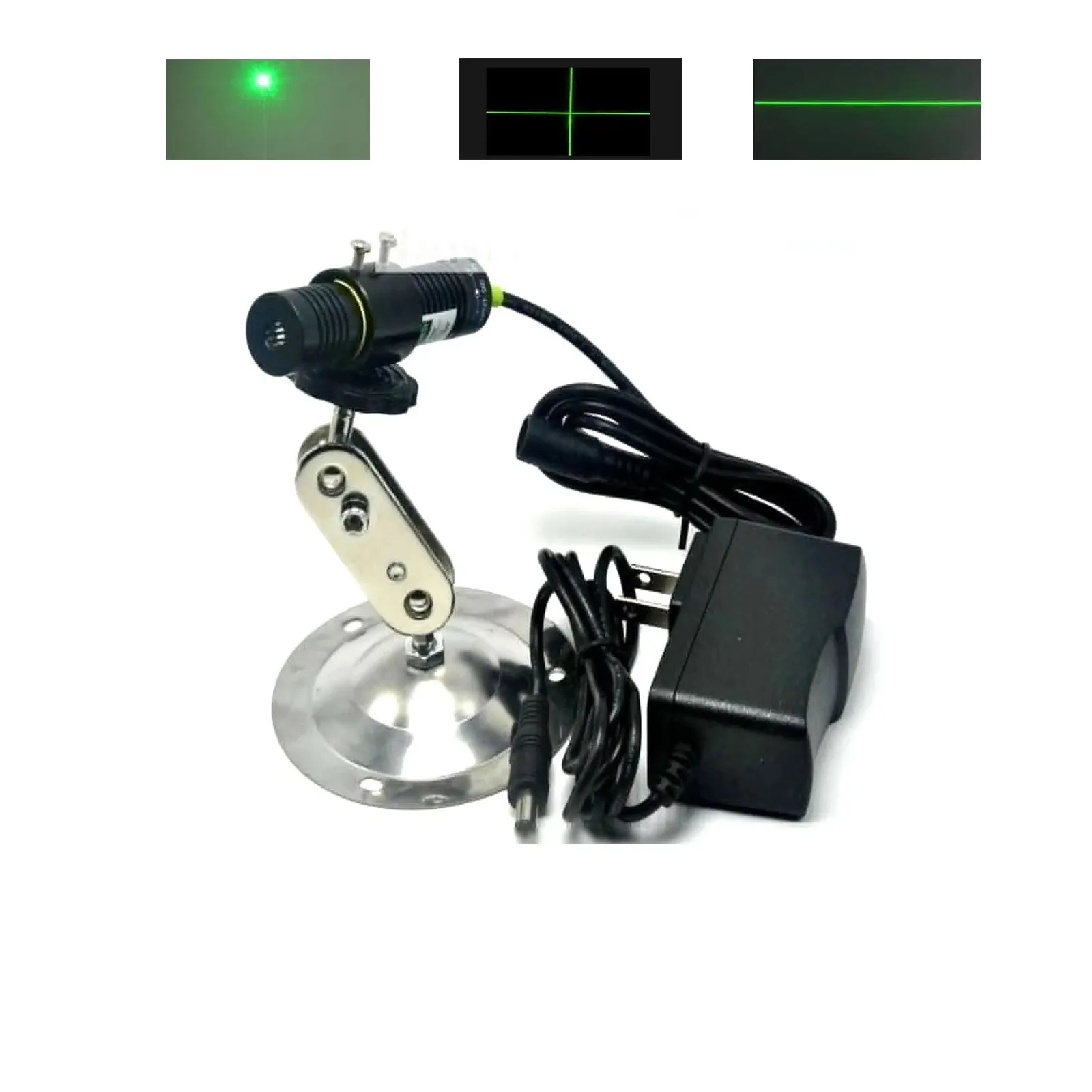 532nm 50mw Green Light Dot/Line/Cross Laser Diode Module 5V w Glass Lens+Holder+5V Adapter