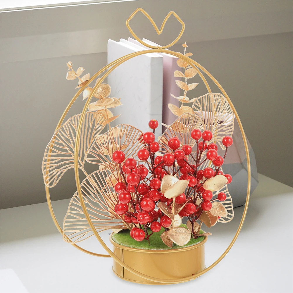 

2Pcs Artificial Plants Potted Decoration Red Berries Table naments Berry Simulation Flower Spring Festival New Year Gift Bedroom