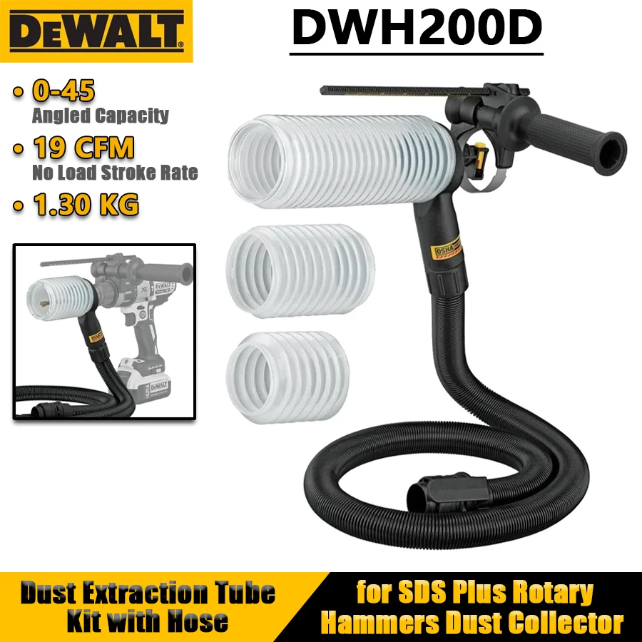 DEWALT DWH200D Dust Extraction Tube Kit with Hose for SDS Plus Rotary Hammers Dust Collector Power Tool Accessories