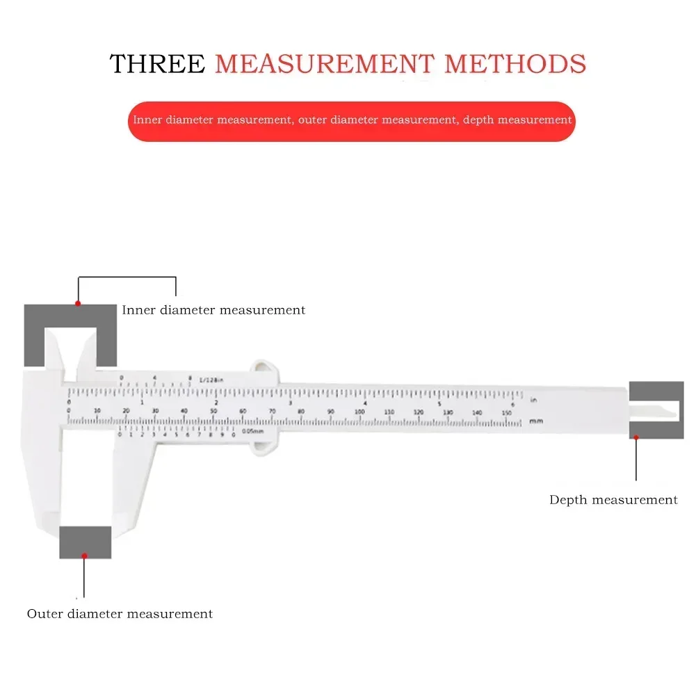 2PC 0-150mm podwójna linijka skala plastikowa suwmiarka z noniuszem studencka miernik wybierania mikrometr linijka pomiarowa średnica wewnętrzna