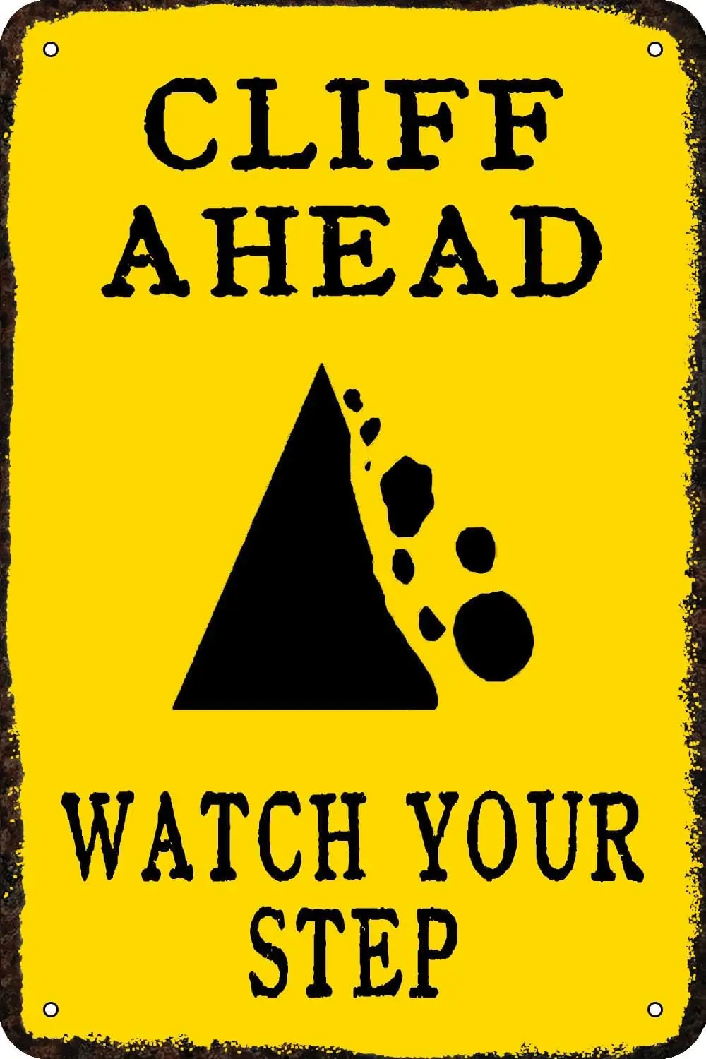 Metal Signs Cliff Ahead Watch Your Step Vintage Tin Sign Funny Art Wall Decorations for Home Man Cave Bedroom Bar Bathroom 8x12