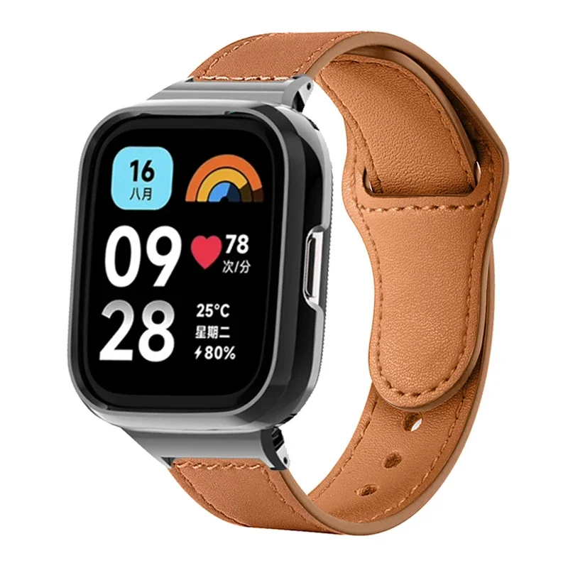 For Redmi Watch 3 Active Leather Strap Metal Case Protector For Mi watch Lite Watchband Redmi Watch 2 Lite Bracelet Shell Frame