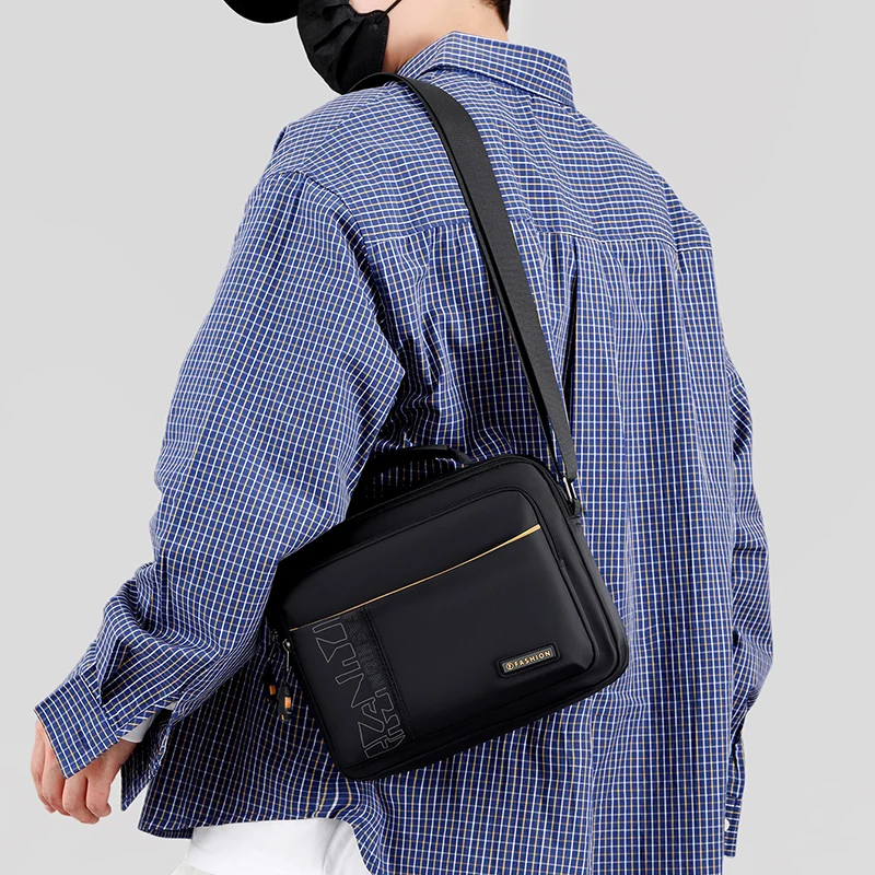 Wasserdichte Herren-Umhängetasche mit großem Fassungsvermögen – Robuste Nylon-Umhängetasche mit mehreren Taschen für Reisen und Arbeit – Detail 3