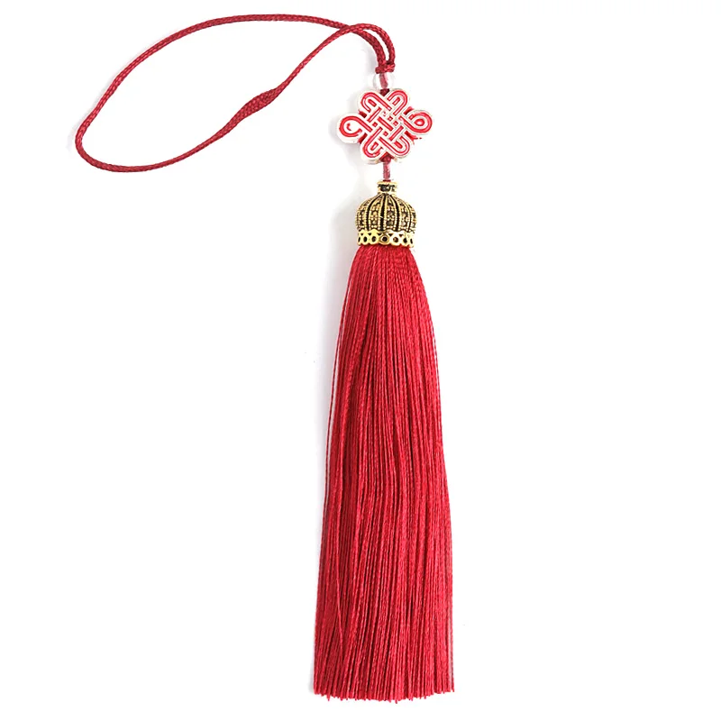 2Pcs Tassels Alloy Woven Chinese Knot Polyester Tassel Soft Handmade Silky DIY Charms Decoration Making Bag Clothing Decor