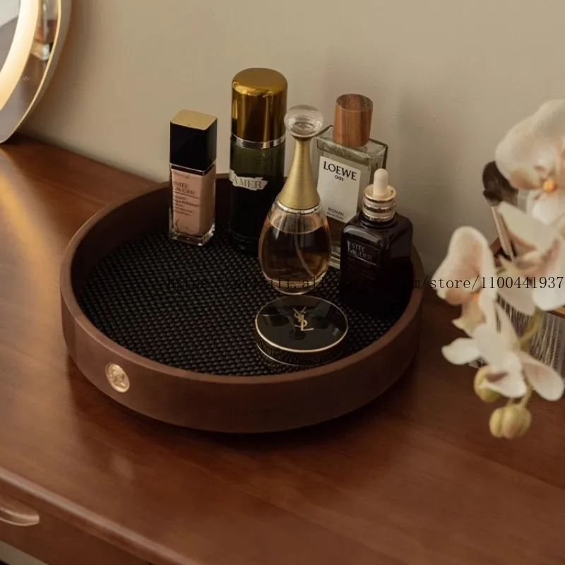 Premium Wooden Makeup Organizer Cosmetic Storage Box Rotating Vanity Skincare Display Shelf Perfume Lipstick Tray