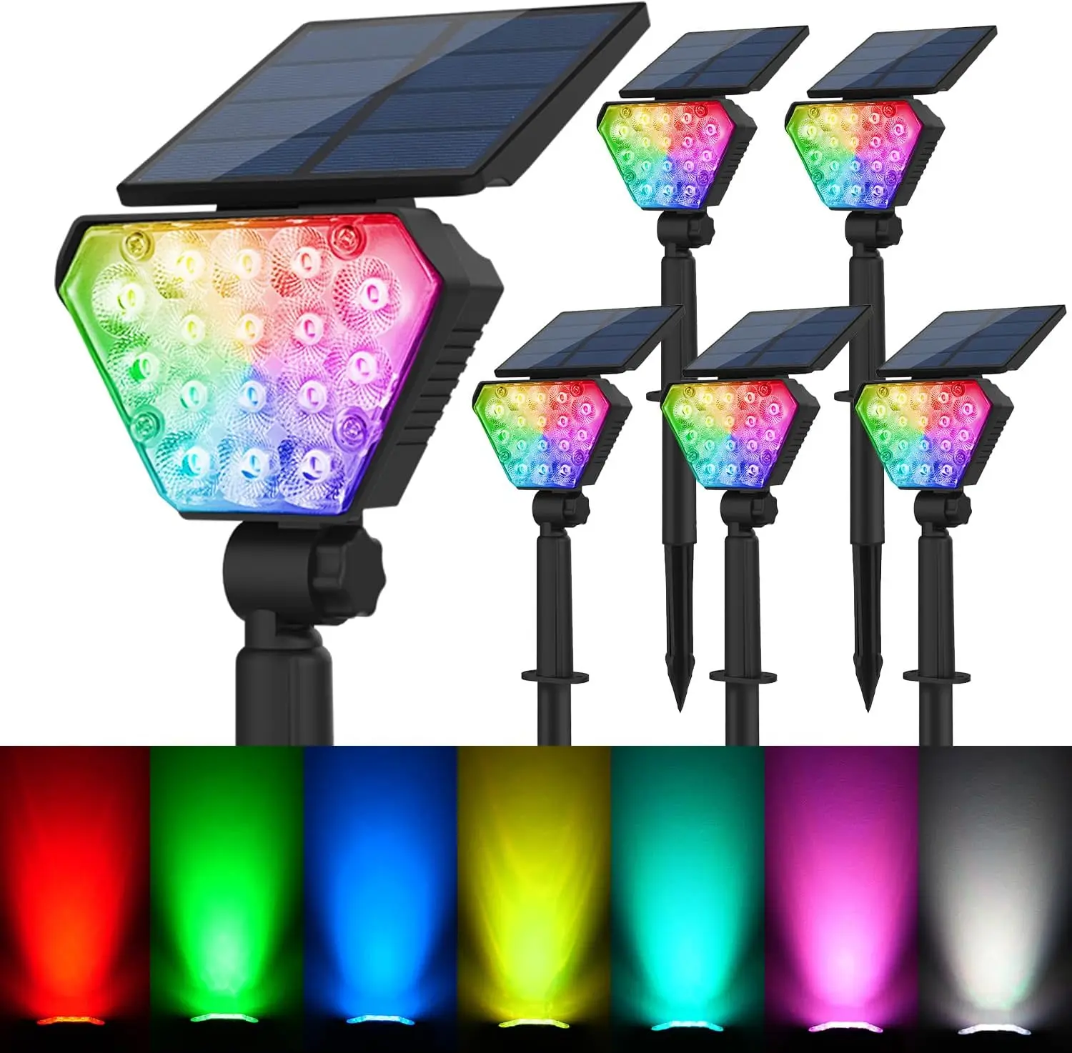

Солнечные фонари для улицы, 6 упаковок, светодиодные точечные светильники, IP65, водонепроницаемые, меняющие цвет, умное автоматическое включение/выключение для сада, двора, патио, дорожки