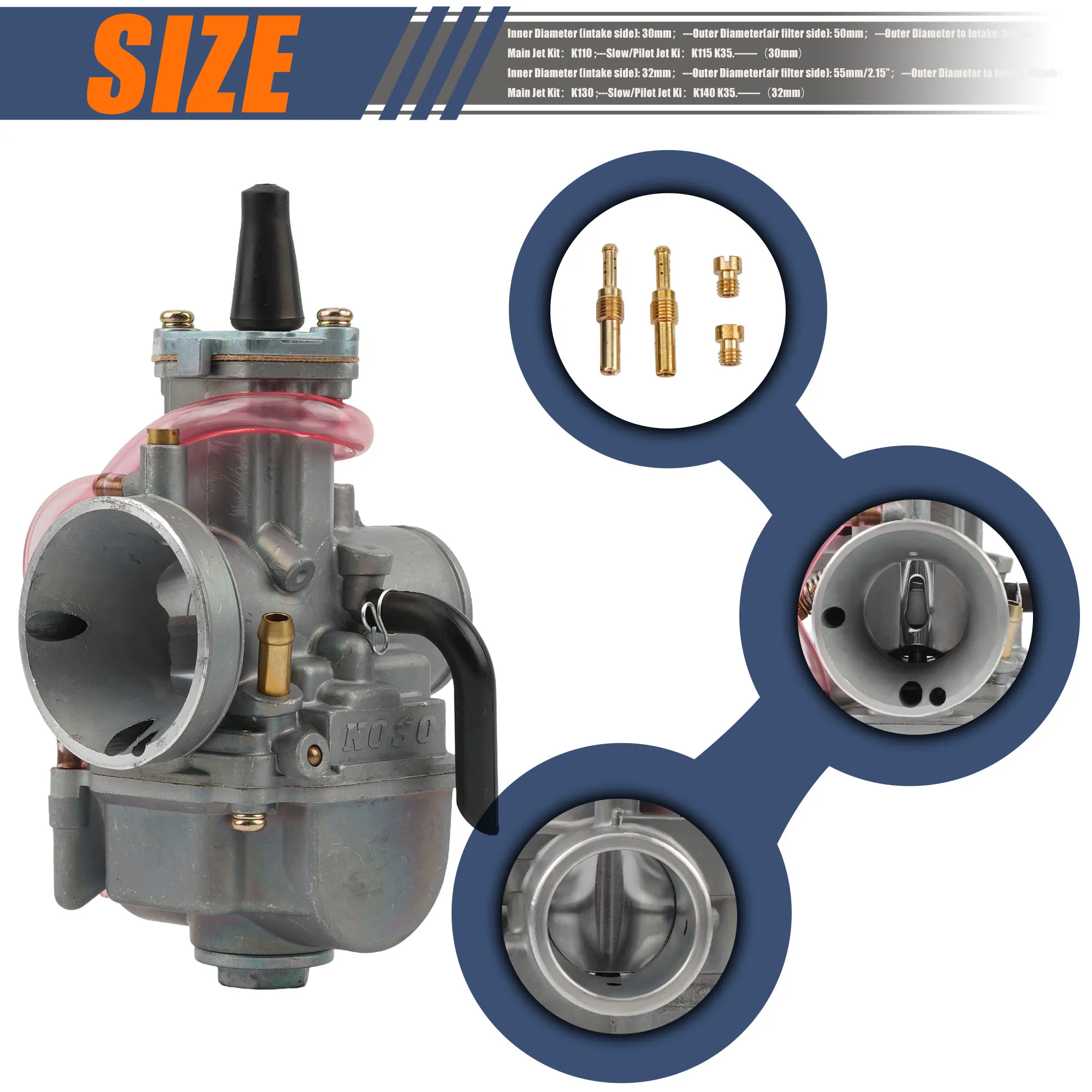 

2T 4T Universal Motorcycle 28-34mm Carburetor For KOSO PWK 28 30 32 34 125-300cc Motocross Racing Carburettor With Power Jet