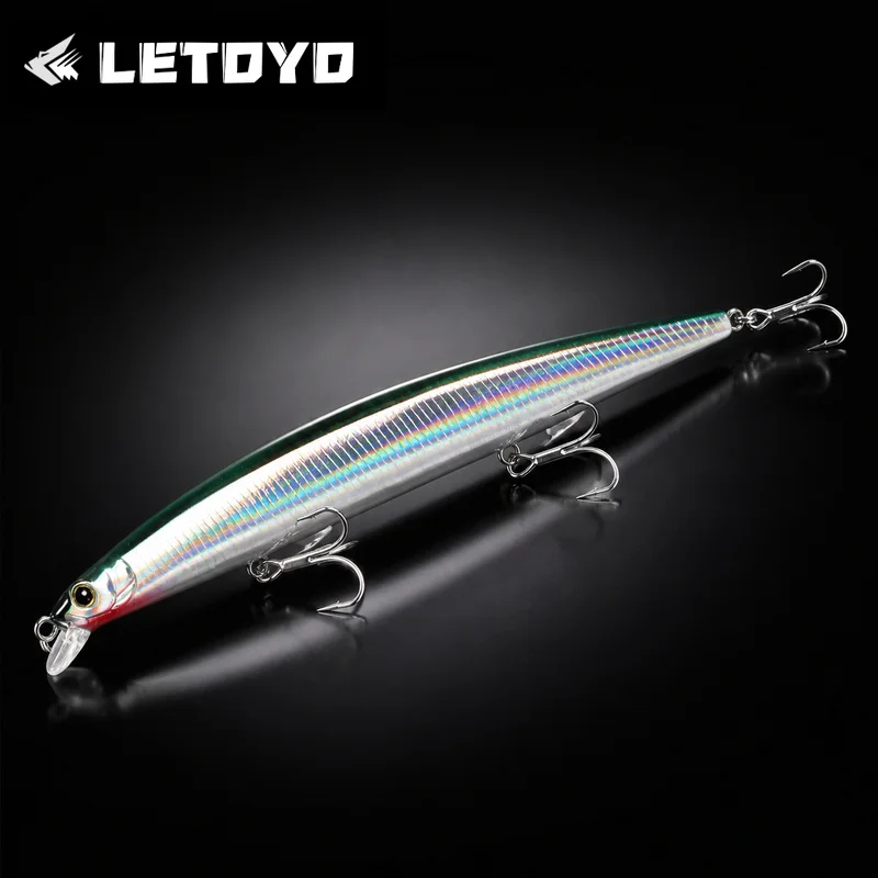 LETOYO Sea Bass Fishing Lures 6.89in 1.06oz Long Cast Floating Minnow Artificial Bait for Saltwater Bluefish Barracuda Mackerel