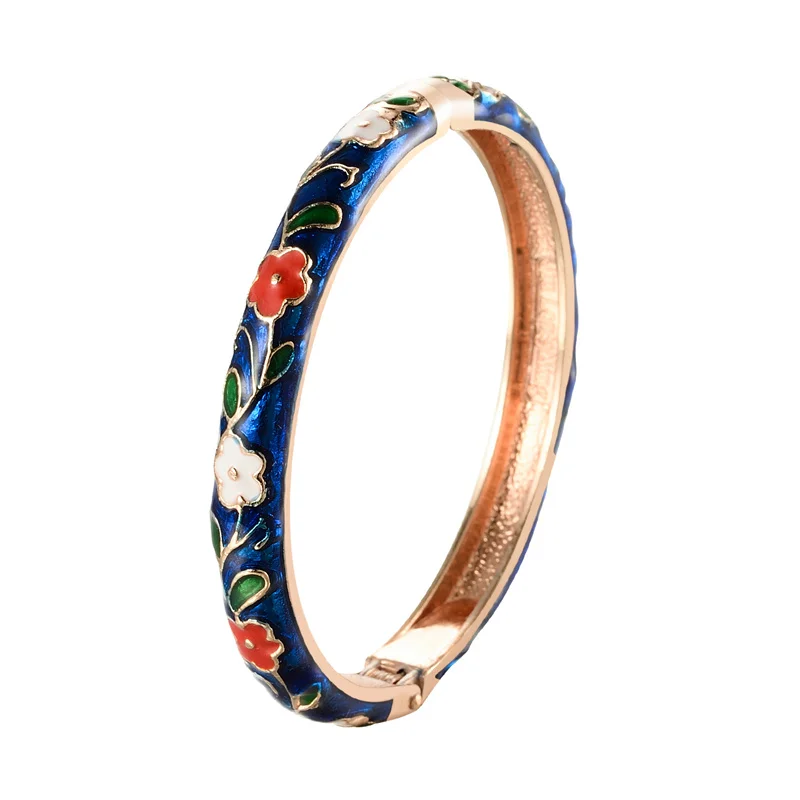 Enamel Bracelets For Women Cloisonne Bangle On Hand Hawaiian India African Jewelry Women\'s Hand Bracelets Floral Designer Gifts