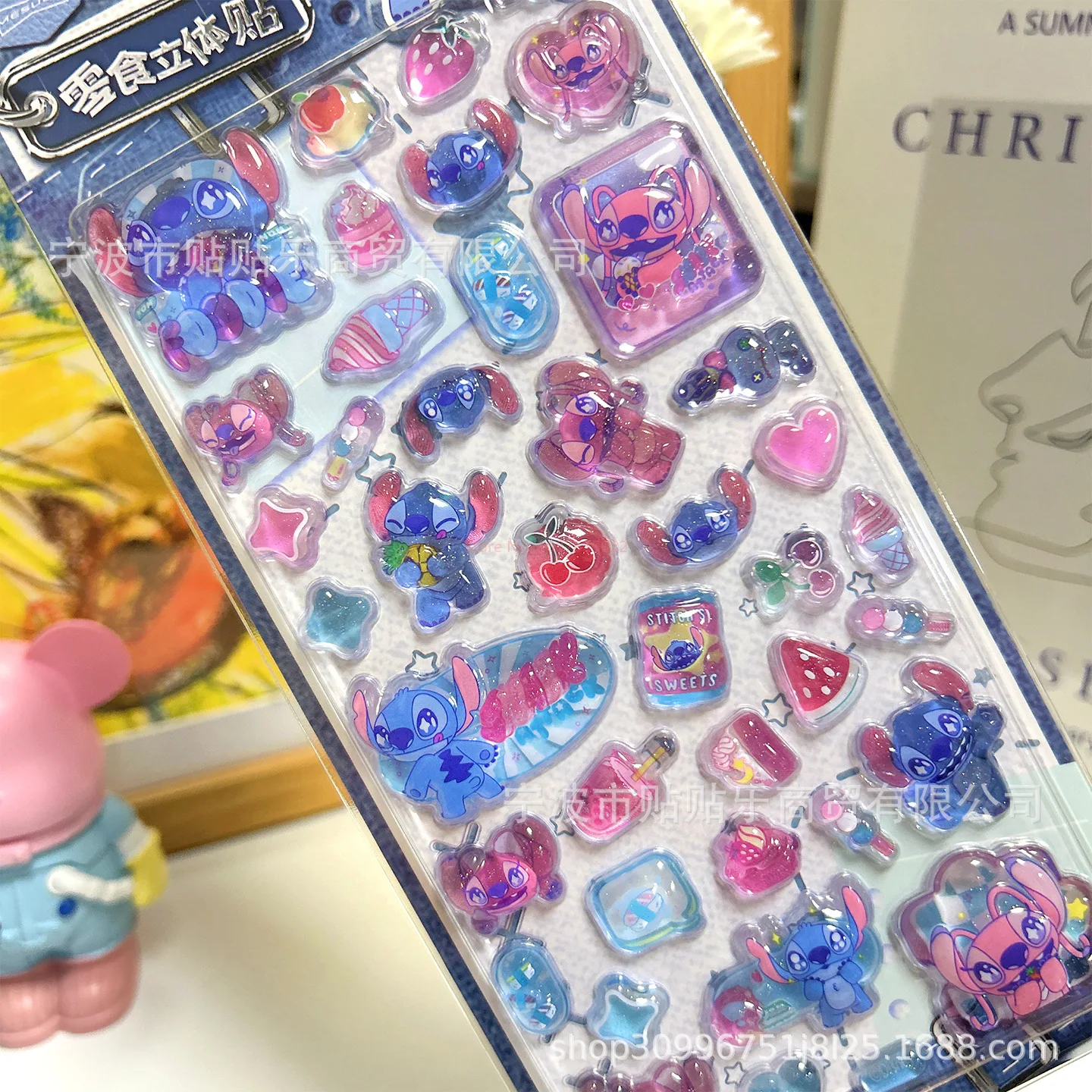 1/4pcs Kawaii Stitch 3d Relief Crystal Sticker Cute Diy Mobile Phone Decoration Sticker Student Hand Account Stationery Gift